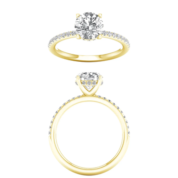 14K Yellow Gold Lab Grown 3.27ctw Round Diamond Hidden Halo Engagement Ring