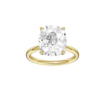 14K Yellow Gold Lab Grown 4.20ctw Elongated Cushion Diamond Hidden Halo Engagement Ring