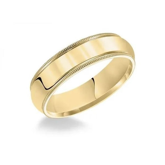 Gold Carved Wedding Band
