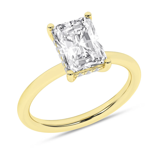 14K Yellow Gold Lab Grown 2.69ctw Radiant Diamond Hidden Halo Engagement Ring