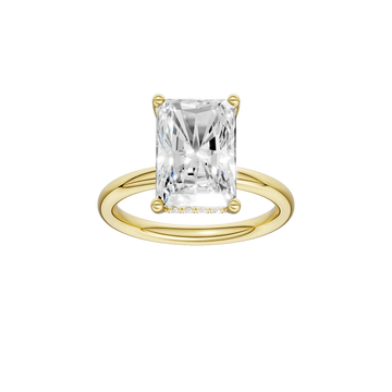 14K Yellow Gold Lab Grown Radiant Diamond Hidden Halo Engagement Ring