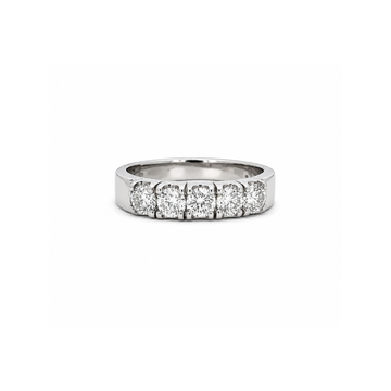 14K White Gold Five Diamond Band