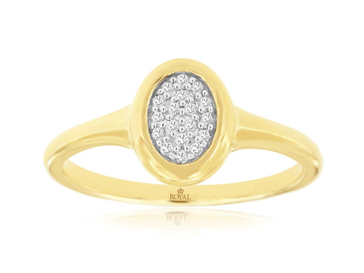14K Yellow Gold Oval Pave Disc Ring