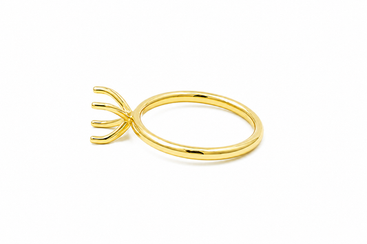 14K Yellow Gold 2mm Plain Solitaire Semi Mount Engagement Ring