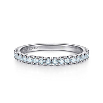 14K White Gold Sky Blue Topaz Stacklable Ring