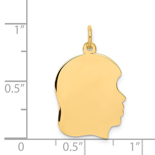 14K Yellow Gold Medium Girl Head Charm