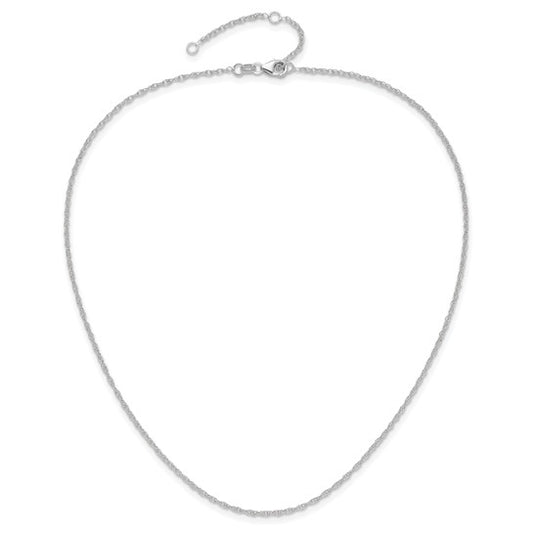 10K White Gold 16" Loose Rope Adjustable Chain