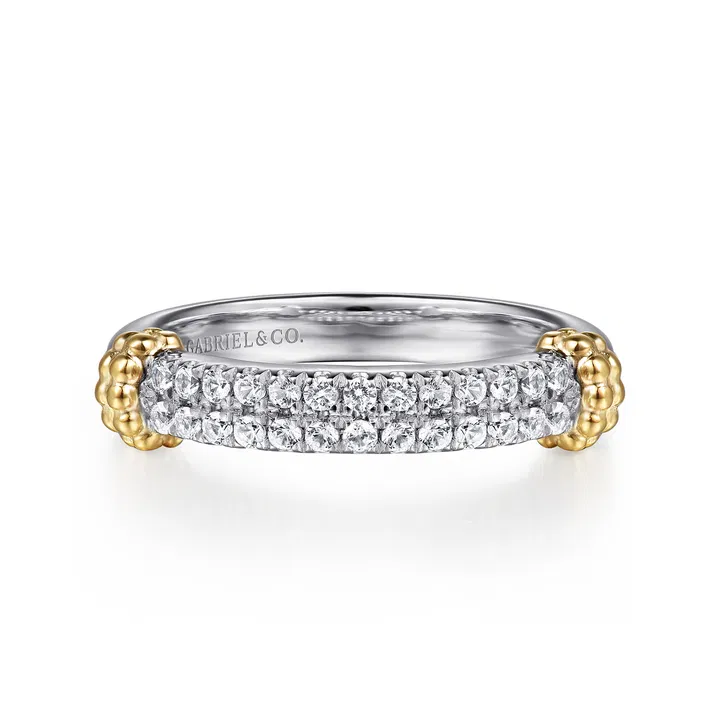 14K Yellow Gold and 925 Sterling Silver Bujukan White Sapphire Stackable Ring