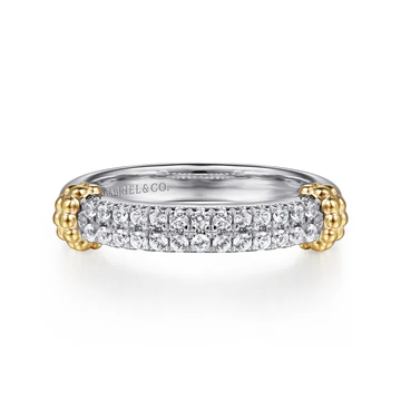 14K Yellow Gold and 925 Sterling Silver Bujukan White Sapphire Stackable Ring