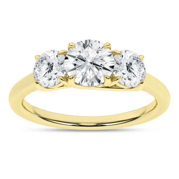 14K Yellow Gold Lab Grown 2.09ctw Three Round Diamond Engagement Ring