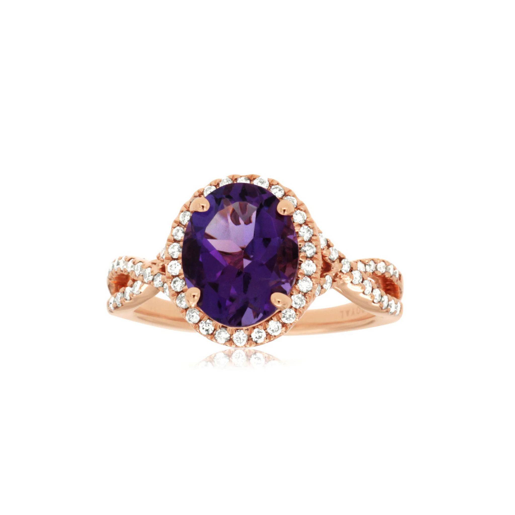 14KT PG .30CTW(RG)(O)AMETHYST/DIAMOND INTERTWINED RING(2.45CT.AME)