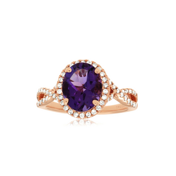 14KT PG .30CTW(RG)(O)AMETHYST/DIAMOND INTERTWINED RING(2.45CT.AME)