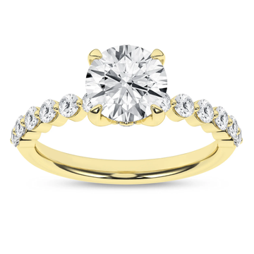 14K Yellow Gold Lab Grown Round Diamond Shared Prong Engagement Ring