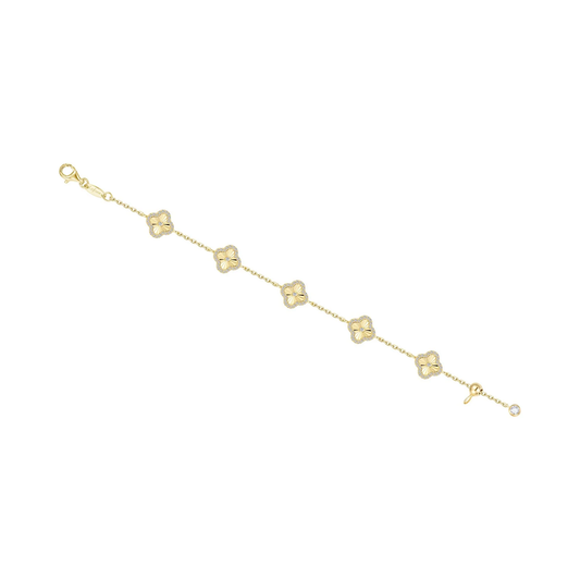 Simulated Diamond 1.25CTW Gold Clover Motif Bracelet