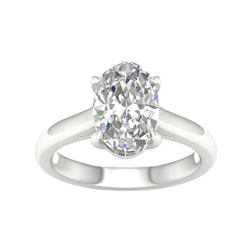 14K White Gold Lab Grown 2.99ct Oval Solitaire Diamond Engagement Ring