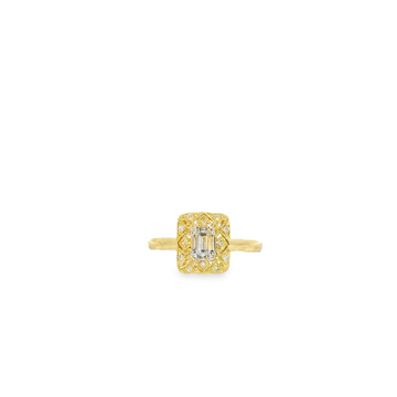 14K Yellow Gold Vintage-Inspired Filigree Square Top Ring