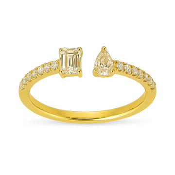 14K Yellow Gold 2/3ctw Open Toi et Moi Diamond Ring